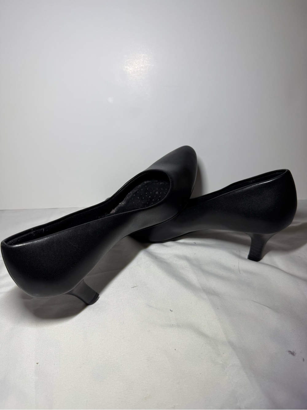 George Black Mid Heel Pointed Toe Pumps
